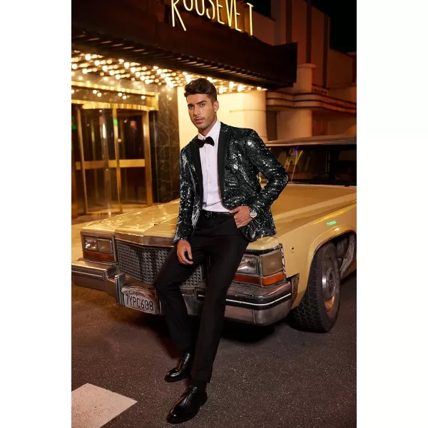 COOFANDY Mens Sequin Blazer Tuxedo Party Prom Wedding Tuxedo One Button Jacket