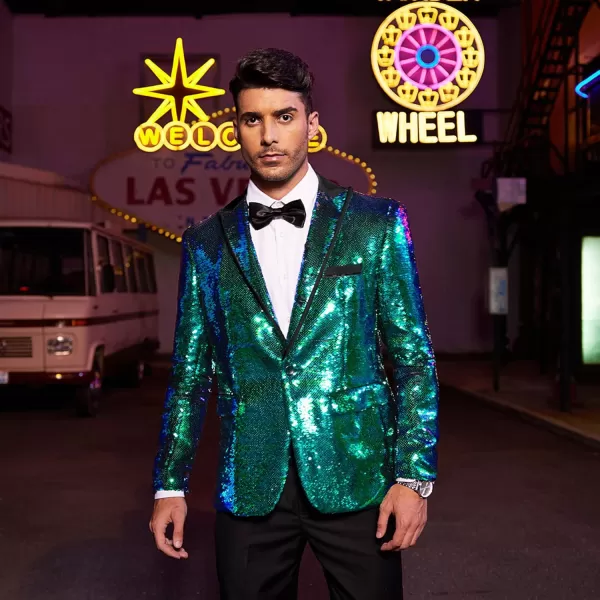 COOFANDY Mens Sequin Blazer Tuxedo Party Prom Wedding Tuxedo One Button Jacket