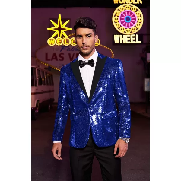 COOFANDY Mens Sequin Blazer Tuxedo Party Prom Wedding Tuxedo One Button Jacket