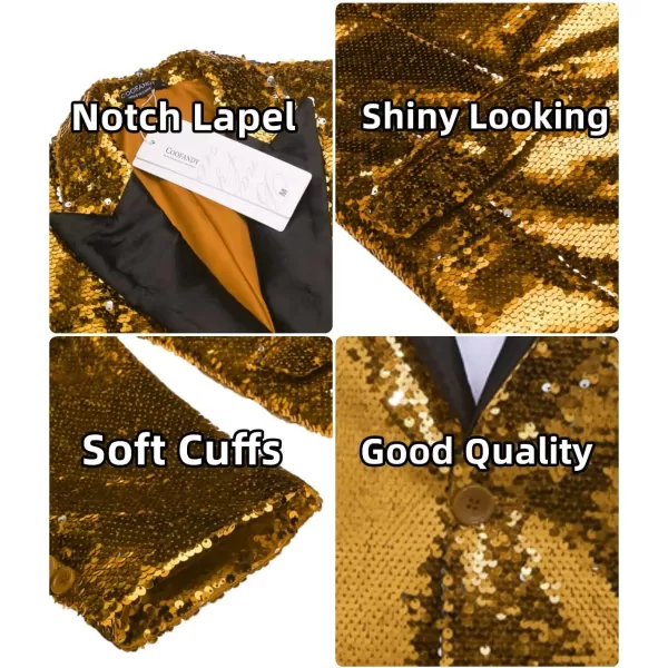 COOFANDY Mens Sequin Blazer Tuxedo Party Prom Wedding Tuxedo One Button Jacket