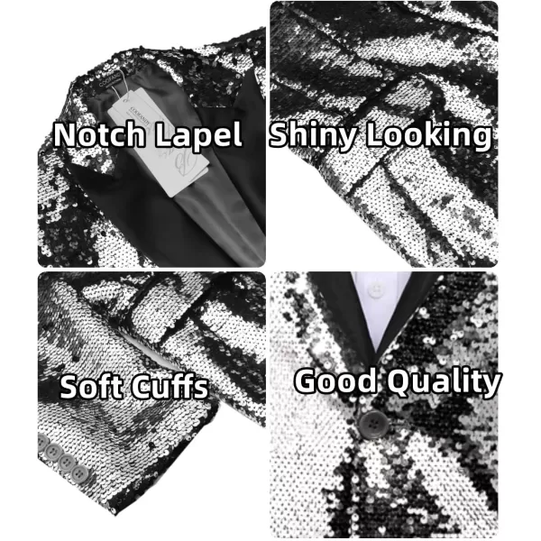 COOFANDY Mens Sequin Blazer Tuxedo Party Prom Wedding Tuxedo One Button Jacket