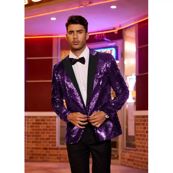 COOFANDY Mens Sequin Blazer Tuxedo Party Prom Wedding Tuxedo One Button Jacket