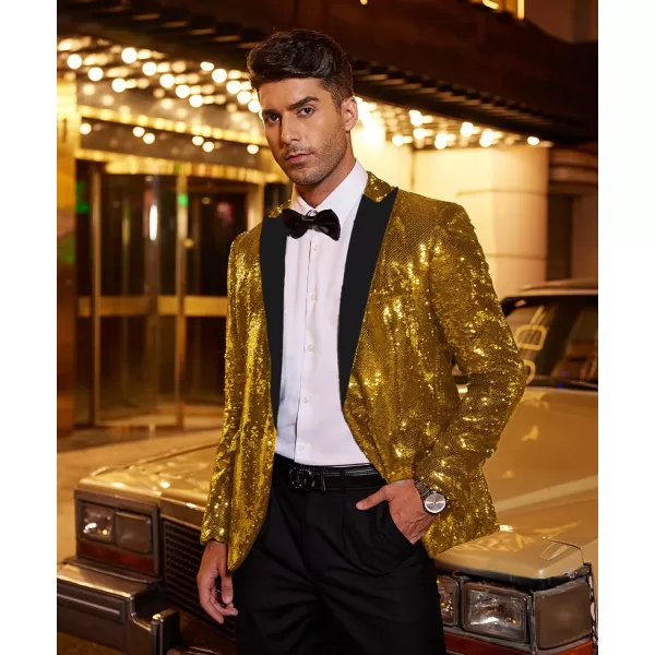 COOFANDY Mens Sequin Blazer Tuxedo Party Prom Wedding Tuxedo One Button Jacket