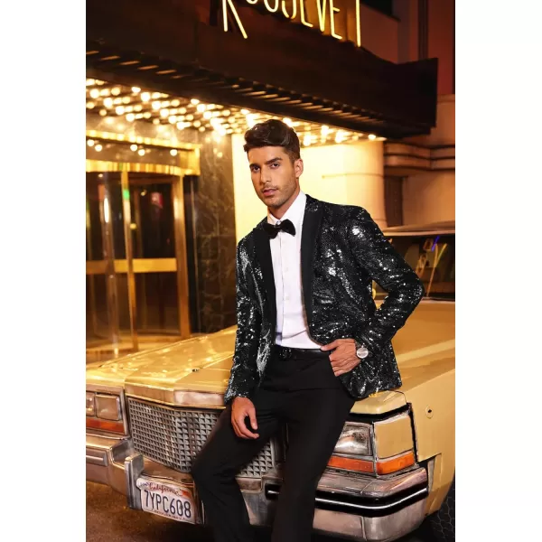 COOFANDY Mens Sequin Blazer Tuxedo Party Prom Wedding Tuxedo One Button Jacket