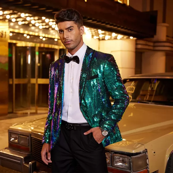 COOFANDY Mens Sequin Blazer Tuxedo Party Prom Wedding Tuxedo One Button Jacket