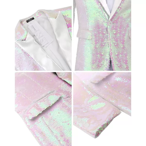 COOFANDY Mens Sequin Blazer Tuxedo Party Prom Wedding Tuxedo One Button Jacket