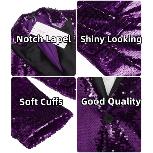 COOFANDY Mens Sequin Blazer Tuxedo Party Prom Wedding Tuxedo One Button Jacket