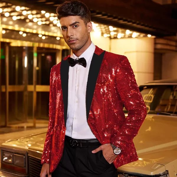 COOFANDY Mens Sequin Blazer Tuxedo Party Prom Wedding Tuxedo One Button Jacket