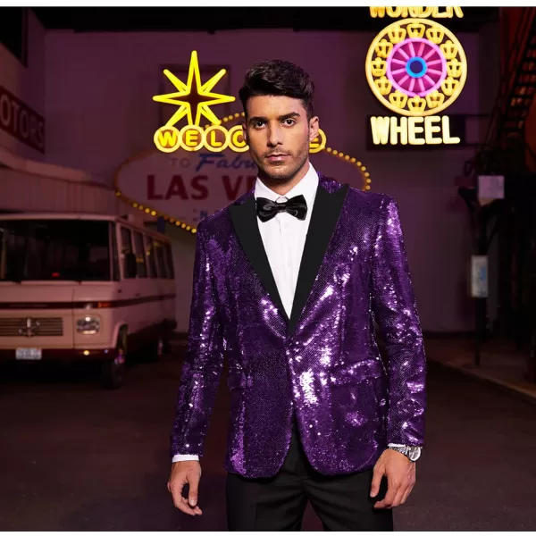 COOFANDY Mens Sequin Blazer Tuxedo Party Prom Wedding Tuxedo One Button Jacket