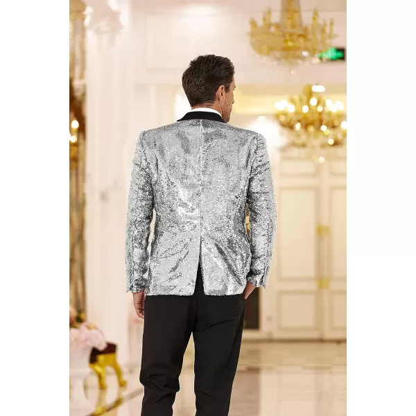 COOFANDY Mens Sequin Blazer Tuxedo Party Prom Wedding Tuxedo One Button Jacket