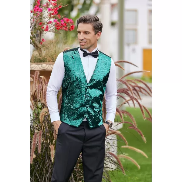 COOFANDY Men's Sequins Vest Slim Fit Christmas Party Vest Shiny Dress Waistcoat for Wedding, Prom, Events