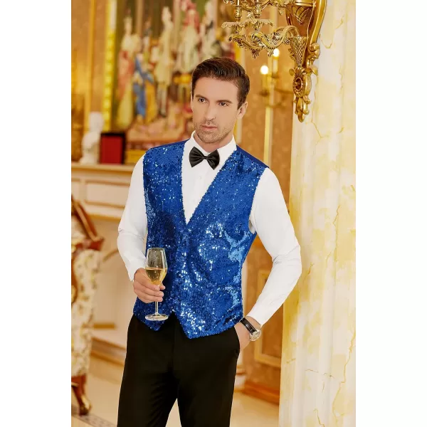 COOFANDY Men's Sequins Vest Slim Fit Christmas Party Vest Shiny Dress Waistcoat for Wedding, Prom, Events