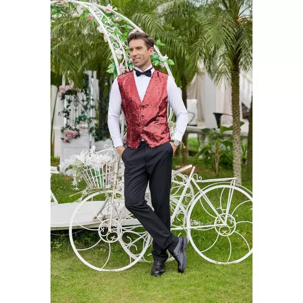 COOFANDY Men's Sequins Vest Slim Fit Christmas Party Vest Shiny Dress Waistcoat for Wedding, Prom, Events