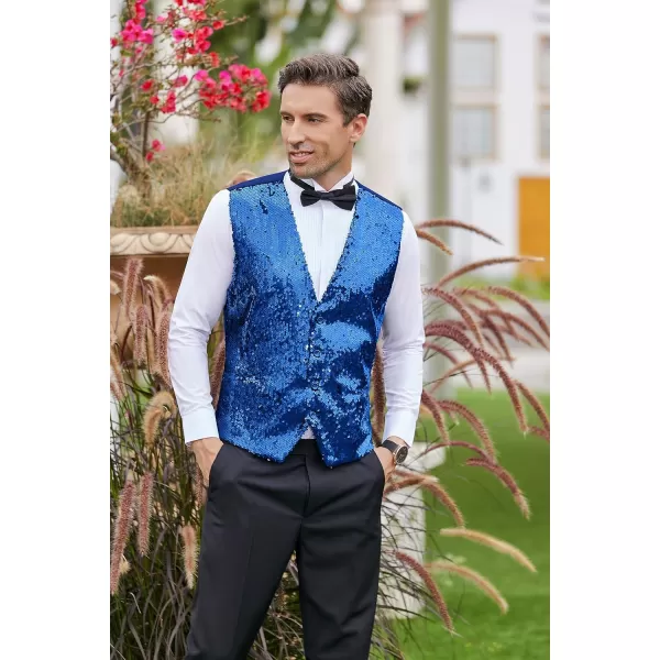 COOFANDY Men's Sequins Vest Slim Fit Christmas Party Vest Shiny Dress Waistcoat for Wedding, Prom, Events
