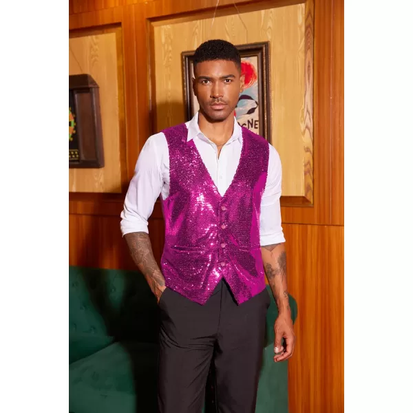 COOFANDY Men's Sequins Vest Slim Fit Christmas Party Vest Shiny Dress Waistcoat for Wedding, Prom, Events