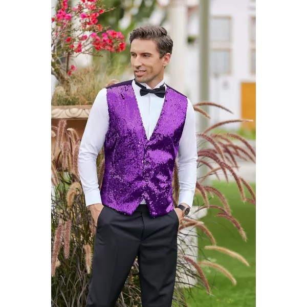 COOFANDY Men's Sequins Vest Slim Fit Christmas Party Vest Shiny Dress Waistcoat for Wedding, Prom, Events