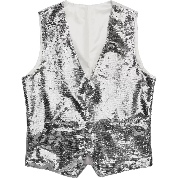 COOFANDY Men's Sequins Vest Slim Fit Christmas Party Vest Shiny Dress Waistcoat for Wedding, Prom, Events