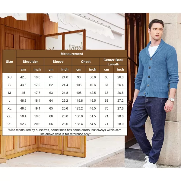 COOFANDY Men's Shawl Collar Cardigan Sweater Slim Fit Cable Knit Button up Sweater with Pockets