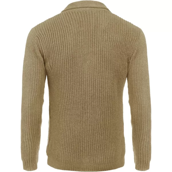COOFANDY Men's Shawl Collar Cardigan Sweater Slim Fit Cable Knit Button up Sweater with Pockets