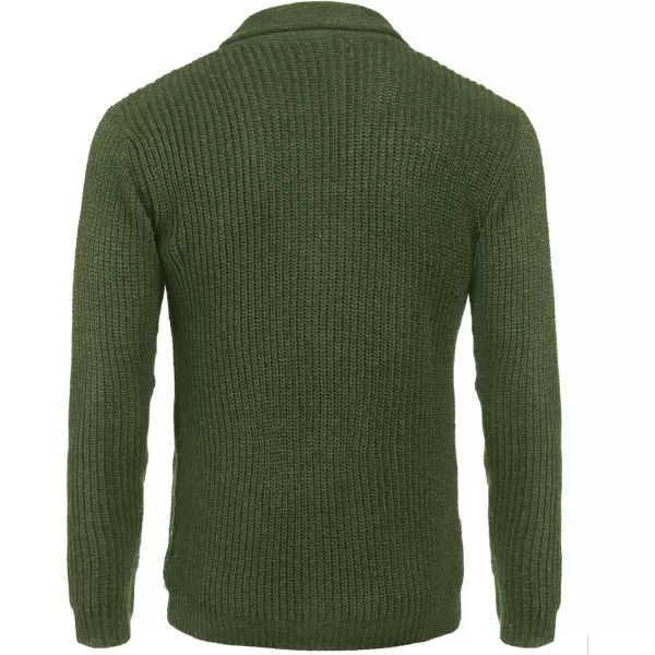 COOFANDY Men's Shawl Collar Cardigan Sweater Slim Fit Cable Knit Button up Sweater with Pockets