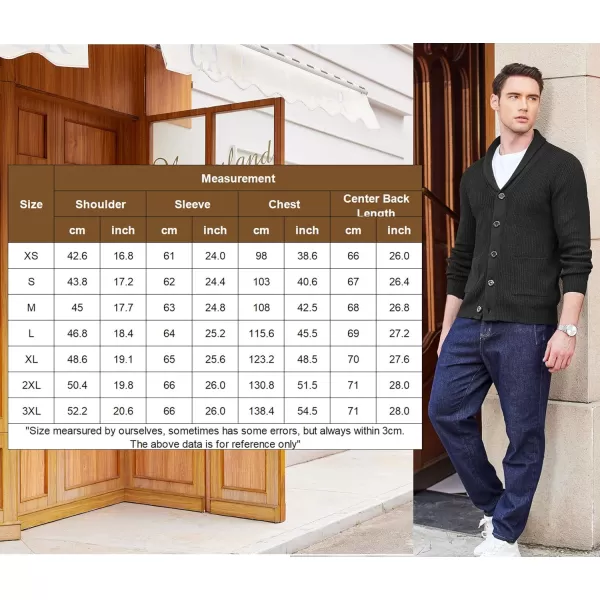 COOFANDY Men's Shawl Collar Cardigan Sweater Slim Fit Cable Knit Button up Sweater with Pockets