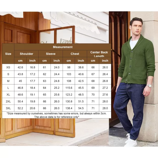 COOFANDY Men's Shawl Collar Cardigan Sweater Slim Fit Cable Knit Button up Sweater with Pockets