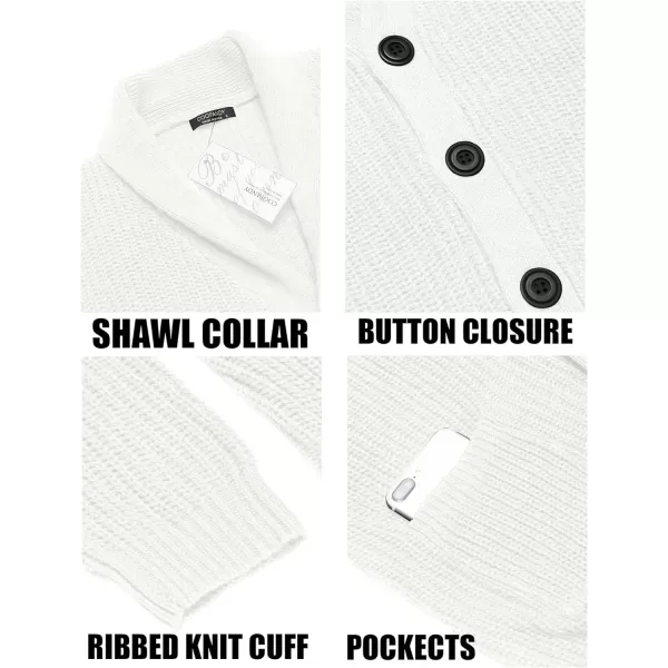 COOFANDY Men's Shawl Collar Cardigan Sweater Slim Fit Cable Knit Button up Sweater with Pockets