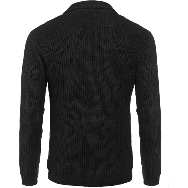 COOFANDY Men's Shawl Collar Cardigan Sweater Slim Fit Cable Knit Button up Sweater with Pockets