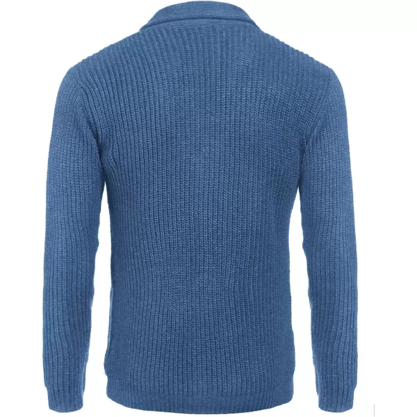 COOFANDY Men's Shawl Collar Cardigan Sweater Slim Fit Cable Knit Button up Sweater with Pockets