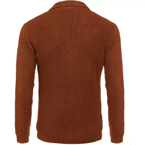 COOFANDY Men's Shawl Collar Cardigan Sweater Slim Fit Cable Knit Button up Sweater with Pockets