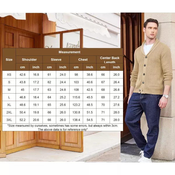 COOFANDY Men's Shawl Collar Cardigan Sweater Slim Fit Cable Knit Button up Sweater with Pockets