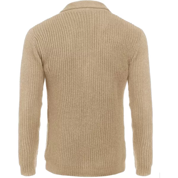 COOFANDY Men's Shawl Collar Cardigan Sweater Slim Fit Cable Knit Button up Sweater with Pockets