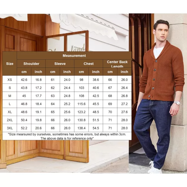 COOFANDY Men's Shawl Collar Cardigan Sweater Slim Fit Cable Knit Button up Sweater with Pockets