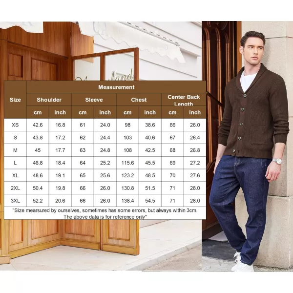 COOFANDY Men's Shawl Collar Cardigan Sweater Slim Fit Cable Knit Button up Sweater with Pockets