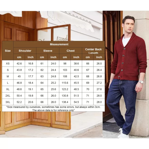 COOFANDY Men's Shawl Collar Cardigan Sweater Slim Fit Cable Knit Button up Sweater with Pockets