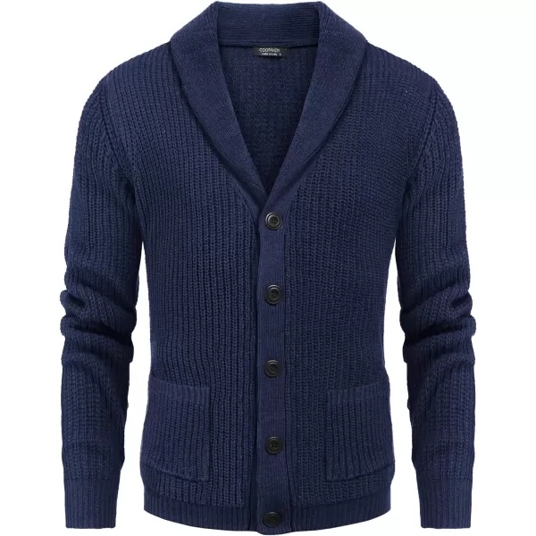 COOFANDY Men's Shawl Collar Cardigan Sweater Slim Fit Cable Knit Button up Sweater with Pockets