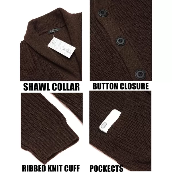COOFANDY Men's Shawl Collar Cardigan Sweater Slim Fit Cable Knit Button up Sweater with Pockets