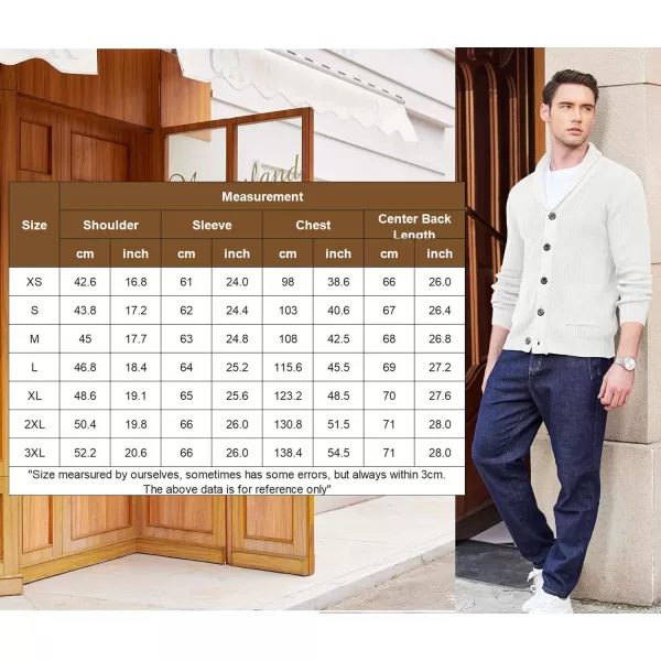 COOFANDY Men's Shawl Collar Cardigan Sweater Slim Fit Cable Knit Button up Sweater with Pockets