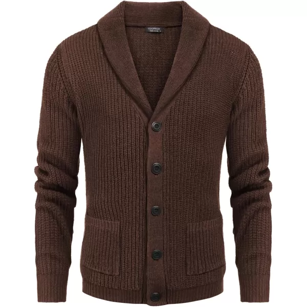 COOFANDY Men's Shawl Collar Cardigan Sweater Slim Fit Cable Knit Button up Sweater with Pockets