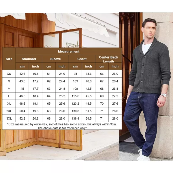 COOFANDY Men's Shawl Collar Cardigan Sweater Slim Fit Cable Knit Button up Sweater with Pockets