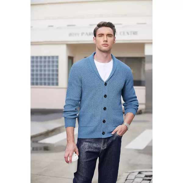 COOFANDY Men's Shawl Collar Cardigan Sweater Slim Fit Cable Knit Button up Sweater with Pockets