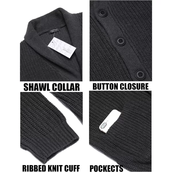 COOFANDY Men's Shawl Collar Cardigan Sweater Slim Fit Cable Knit Button up Sweater with Pockets