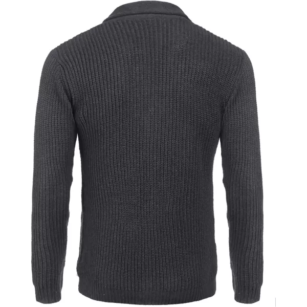 COOFANDY Men's Shawl Collar Cardigan Sweater Slim Fit Cable Knit Button up Sweater with Pockets