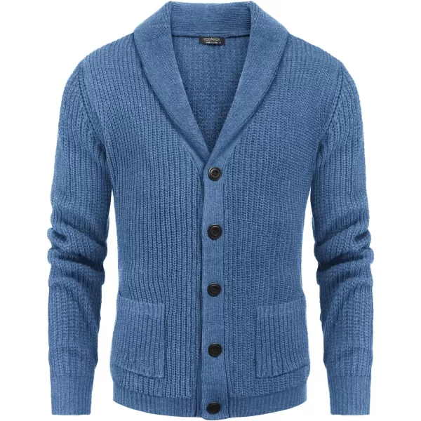 COOFANDY Men's Shawl Collar Cardigan Sweater Slim Fit Cable Knit Button up Sweater with Pockets