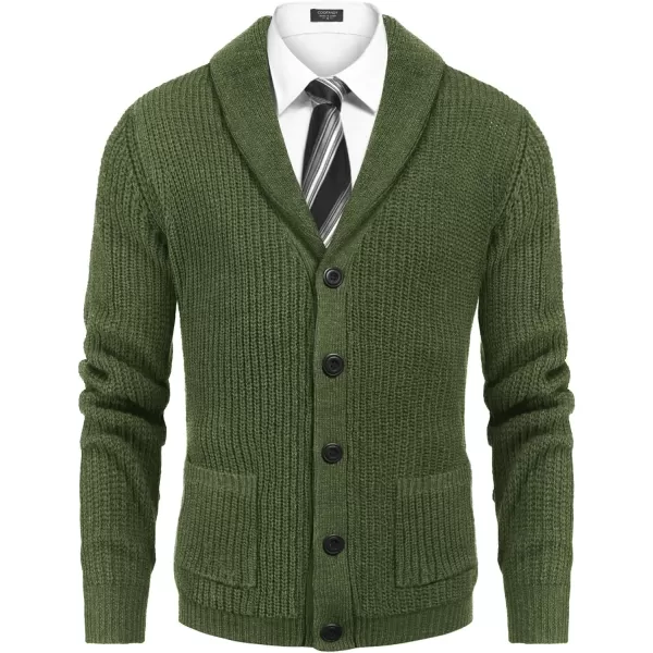 COOFANDY Men's Shawl Collar Cardigan Sweater Slim Fit Cable Knit Button up Sweater with Pockets