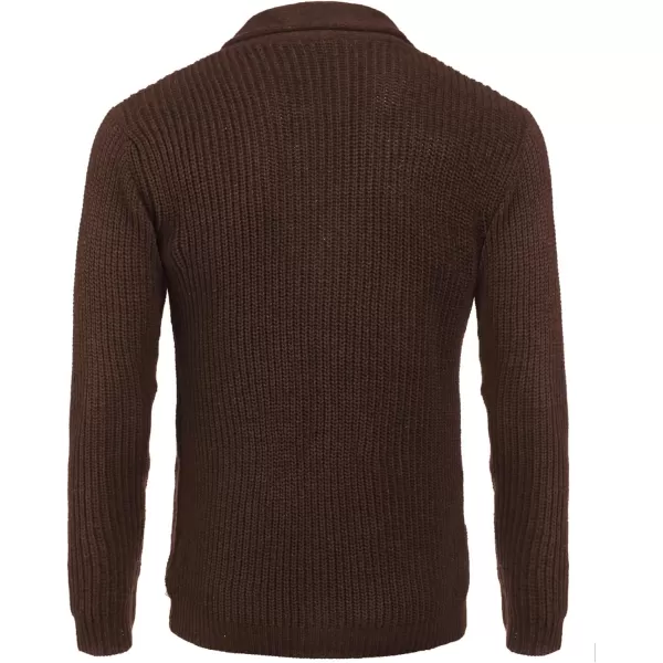 COOFANDY Men's Shawl Collar Cardigan Sweater Slim Fit Cable Knit Button up Sweater with Pockets
