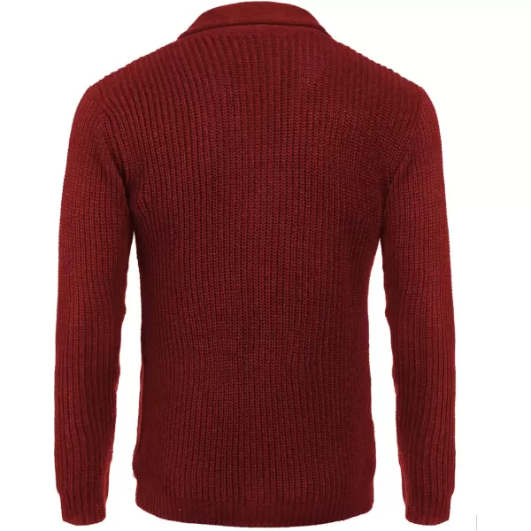 COOFANDY Men's Shawl Collar Cardigan Sweater Slim Fit Cable Knit Button up Sweater with Pockets