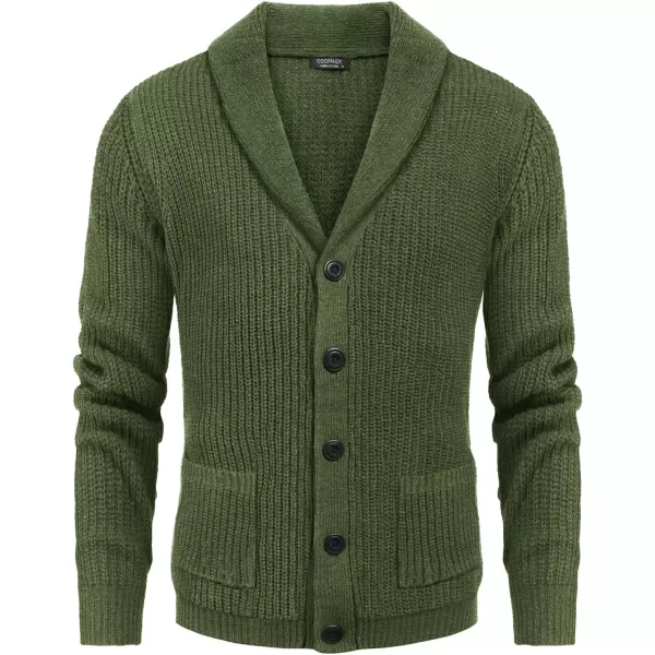 COOFANDY Men's Shawl Collar Cardigan Sweater Slim Fit Cable Knit Button up Sweater with Pockets