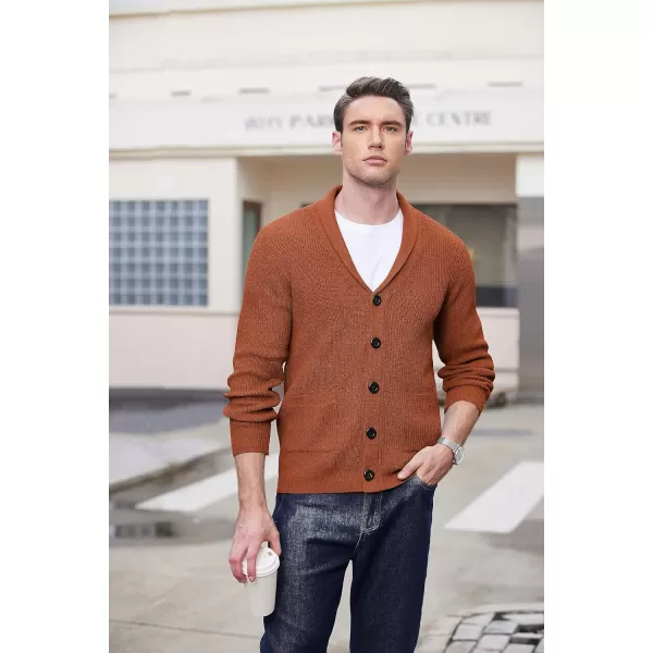 COOFANDY Men's Shawl Collar Cardigan Sweater Slim Fit Cable Knit Button up Sweater with Pockets