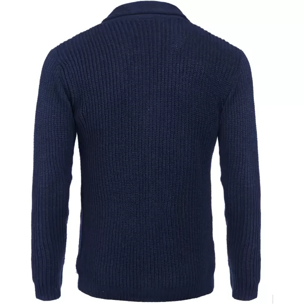 COOFANDY Men's Shawl Collar Cardigan Sweater Slim Fit Cable Knit Button up Sweater with Pockets